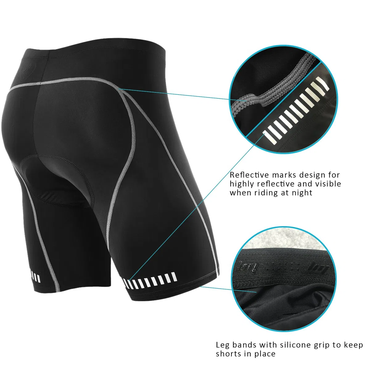 Nooyme, pantaloncini da ciclista da uomo con imbottitura in 3D, pantaloni da ciclista a rapida asciugatura, pantaloncini da ciclismo elasticizzati in poliammide ed elastan, maggiore elasticità e permeabilità all'aria