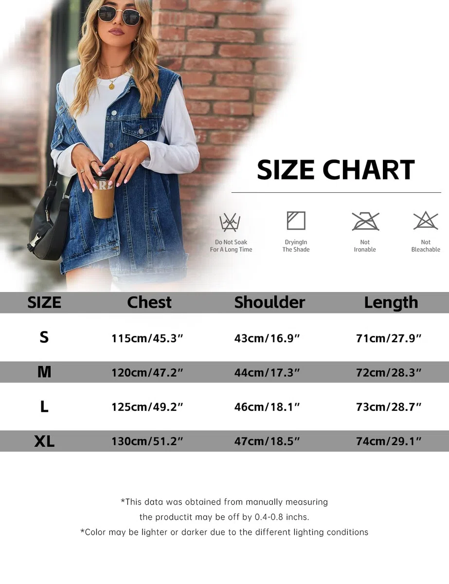 Sukany Gilet da donna in denim oversize casual con bottoni senza maniche gilet vintage giacche di jeans