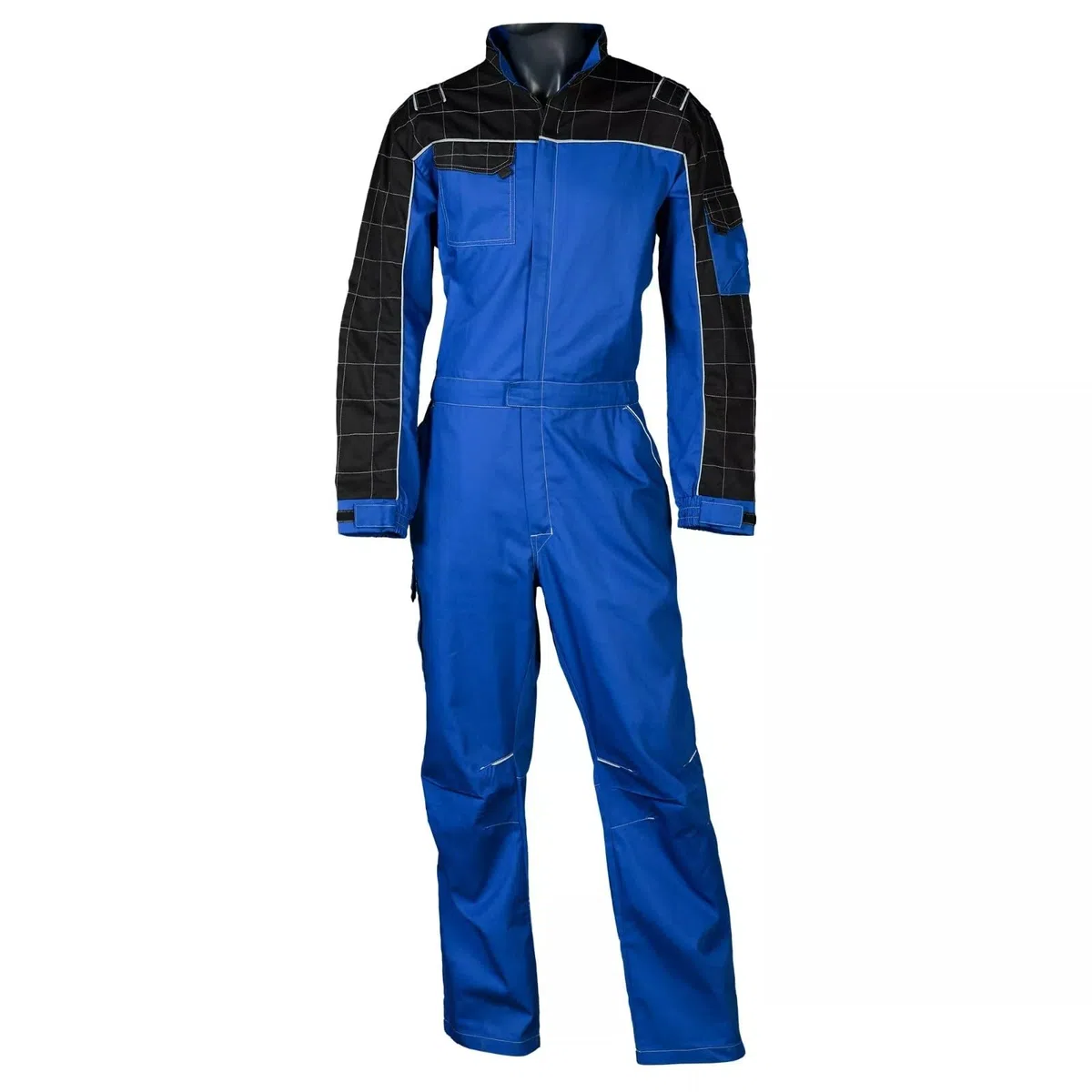 Tuta da Lavoro Professionale Bicolore per Carrozziere Meccanico Gommista Agricoltore, Cotone/Poliestere, Multitasche con Cerniera Zip - Resistente Multitasche (Azzurro, XL)
