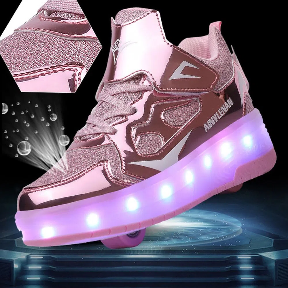 Hiseng Scarpe con Rotelle Bambina 27-40EU, Scarpe con Rotelle Bambino Sportive Scarpe da Skateboard Skateboard Sneakers Outdoor Multisport Scarpe da Ginnastica da Pattini per Ragazze e Ragazzi
