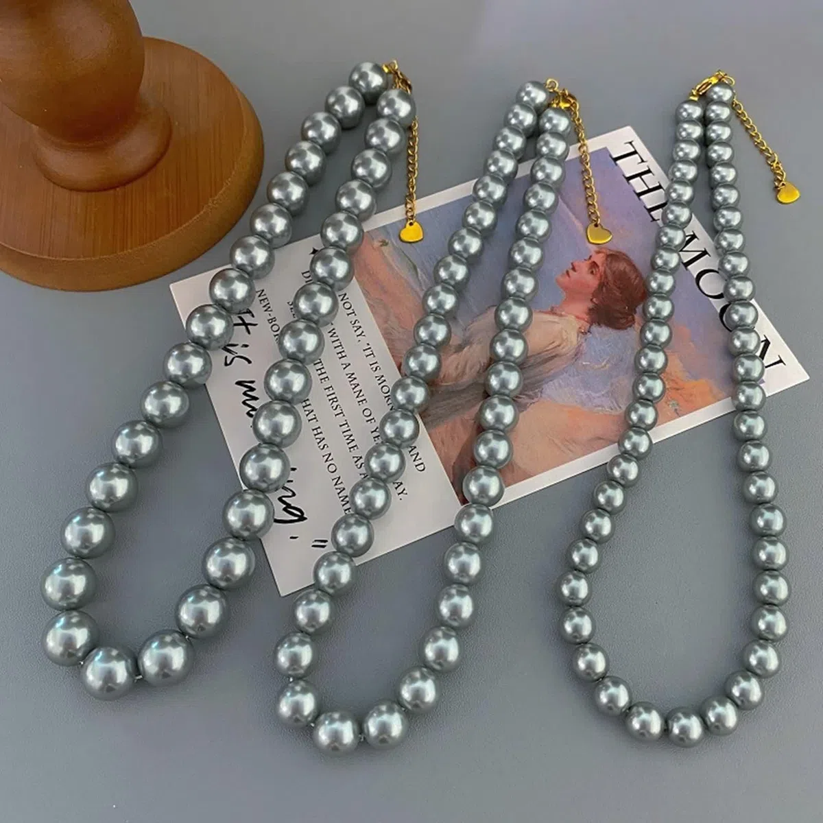 Collana Donna Lunga Perle, Collane Donna Lunghe Bianco/Grigio Placcato in Oro per Compleanno