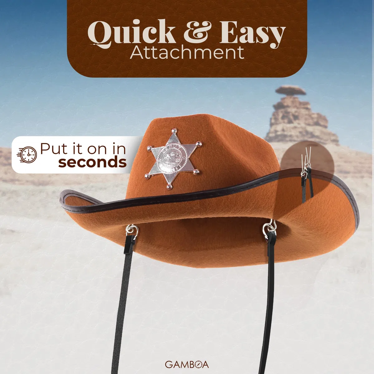 Gamboa 100% Pelle Cappello Sottogola Cappelli Cinghietta Cinghia Rimovibile per Cappello Cowboy e da Sole