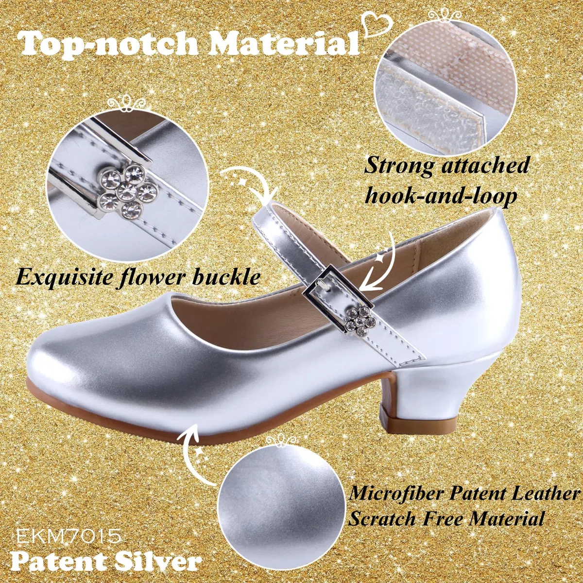 Princess Shoes Girls' Mary Jane Shoes - High Heel Girls Party Shoes - Wedding Party Girls Communion Shoes Ides Flower Girl Shoes - Versatile Flat Shoes