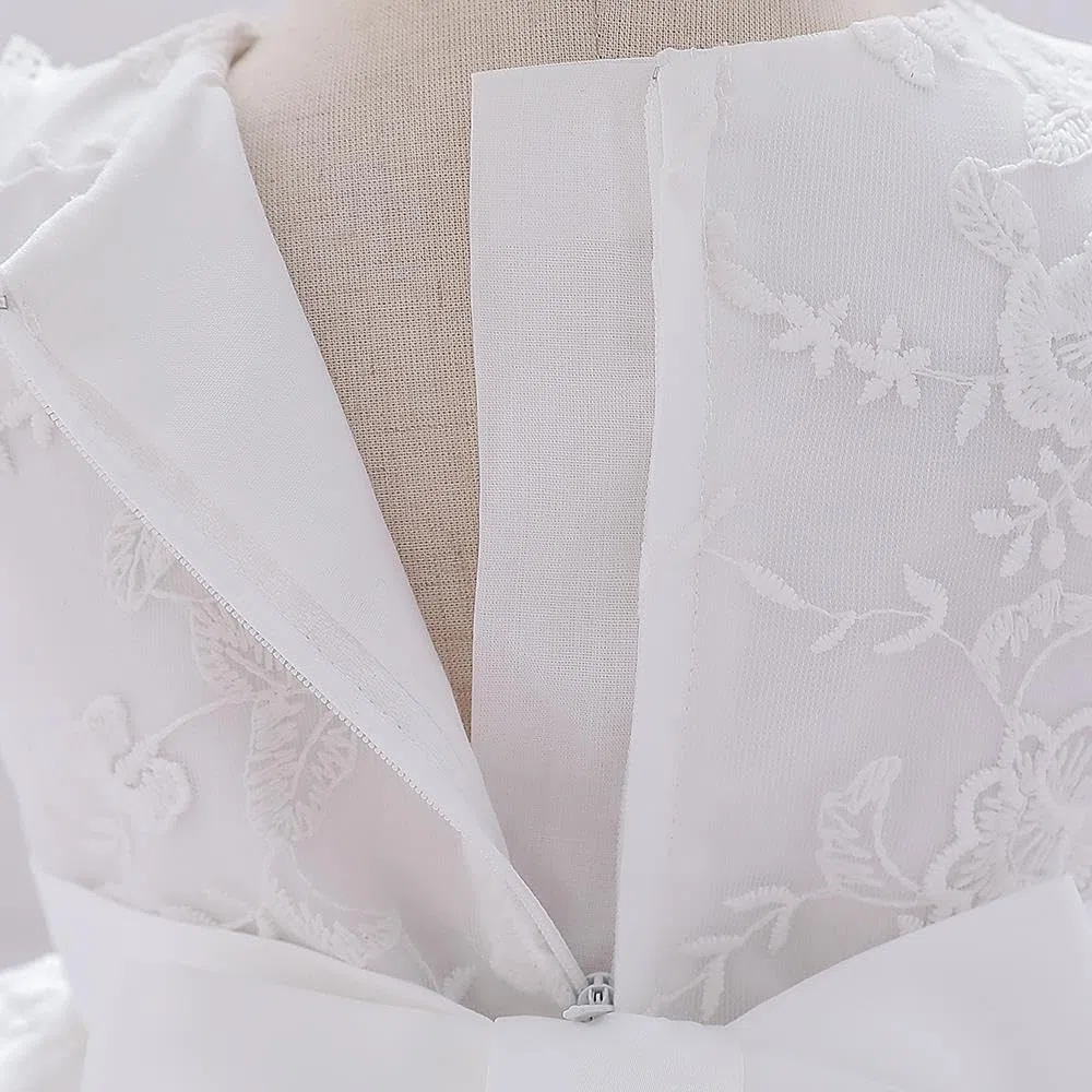 Lito Angels Vestito Abito Bianco Ricamato da Battesimo con Cappello in Pizzo per Bimba Taglia 3-24 Mesi