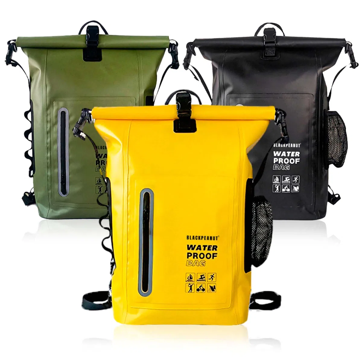 Zaino impermeabile da 25 litri, borsa impermeabile confortevole, borsa impermeabile con tasca esterna per bottiglia d'acqua, ideale per attività acquatiche e all'aperto