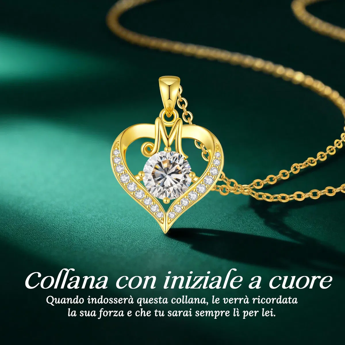 LOUISA SECRET Collana Donna Lettere A-Z,Ciondolo Cuore,Regalo per Mamma Rivestimento 18K Oro,Catena Regolabile 45+5cm,Idea Regalo per San Valentino e Compleanno,Donna Natale