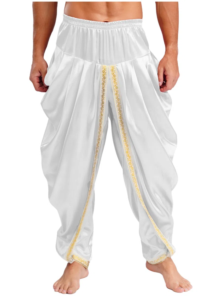 inlzdz Pantaloni Indiani da Uomo e Donna Harem Hip Hop Lunghi Pantaloni Bloomers Pantaloni Medievali Costume da Principe Orient Sultan Munadin