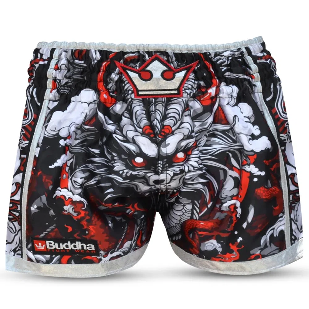 Buddha Fight Wear - Pantaloni Retro Premium Fantasy Snake Appositamente progettato per l'allenamento e la competizione di Kick Boxing, Muay Thai, K1, Boxe