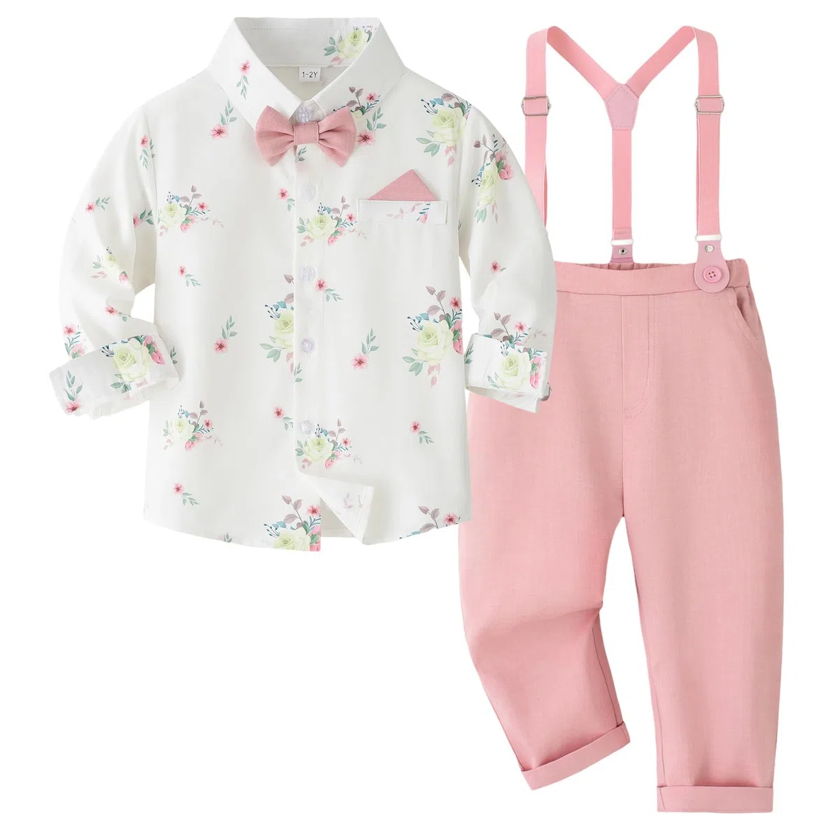 Bambino Ragazzo Abito Formale Set Gentiluomo Abiti Camicia a Manica Lunga con Papillon Bretella Pantaloni Ragazzi Abiti da Sposa