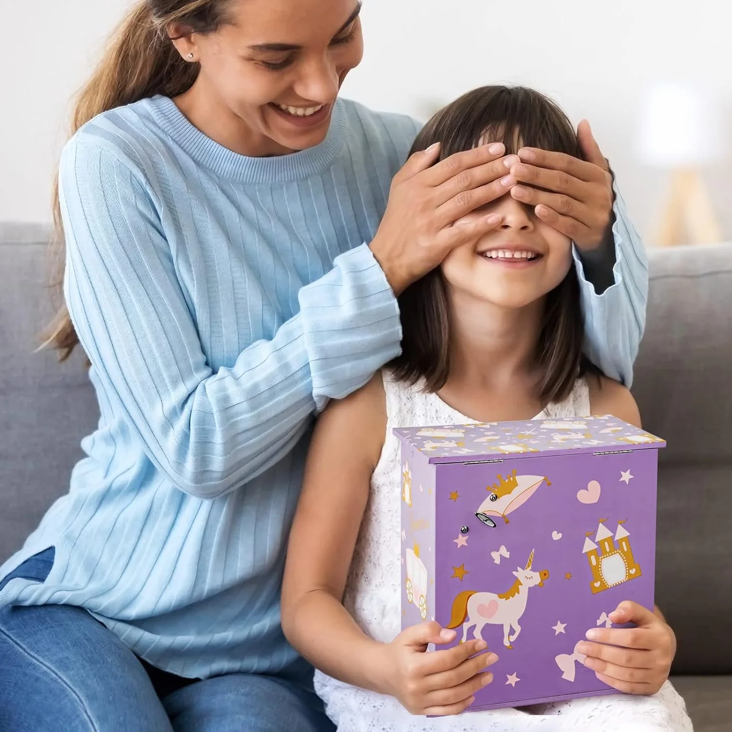 Redcoutt Portagioie per Bambine - Carillon per Bambine con Principessa, con Cassetti, Regalo da Favola per Compleanni, Portagioie per Bambine dai 3 ai 15 Anni (viola)