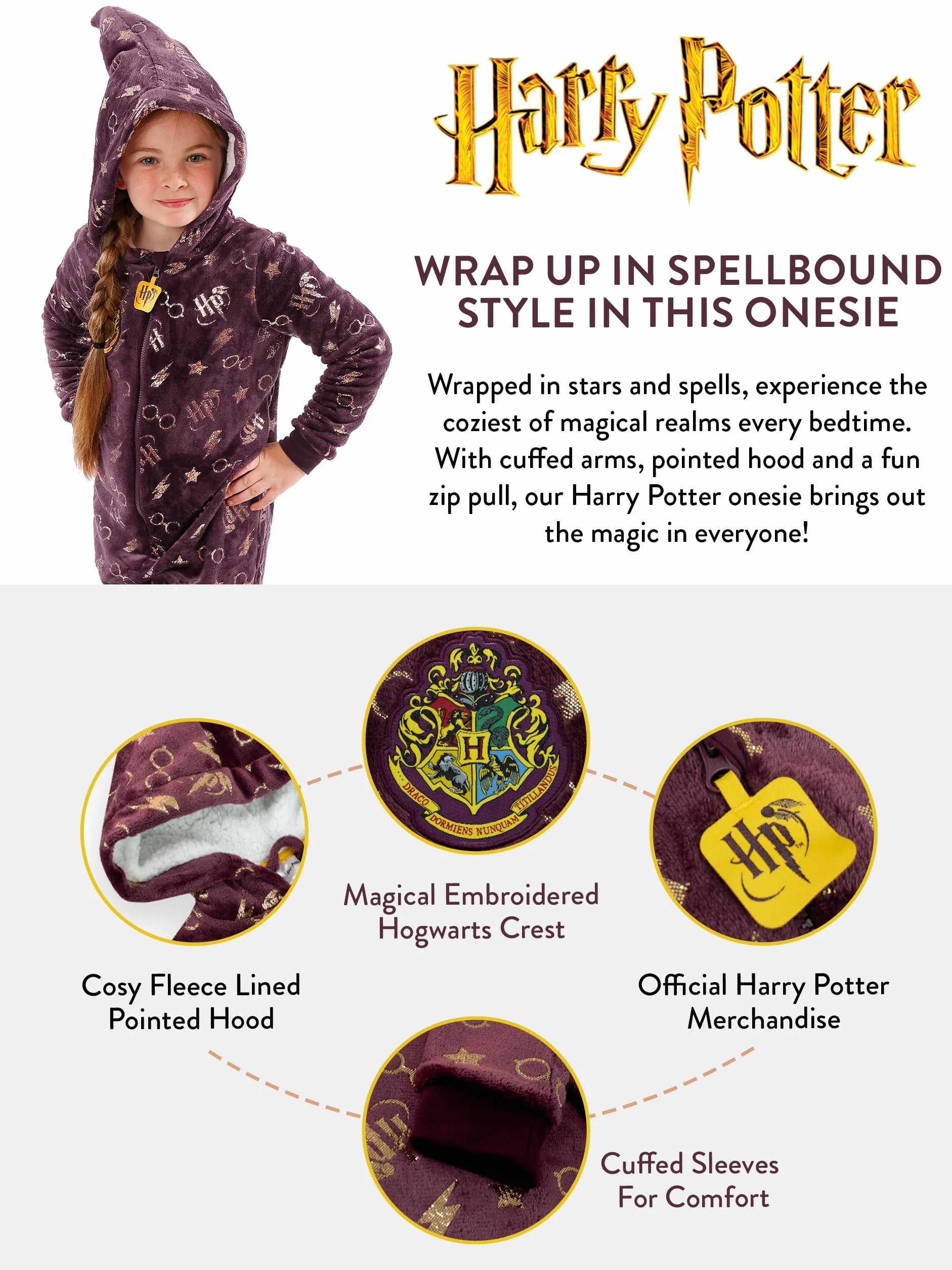 Harry Potter Tutina per Ragazze Tutine per Ragazze di Hogwarts | Pigiama di Grifondoro | da 5 a 13 Anni | Merce Ufficiale