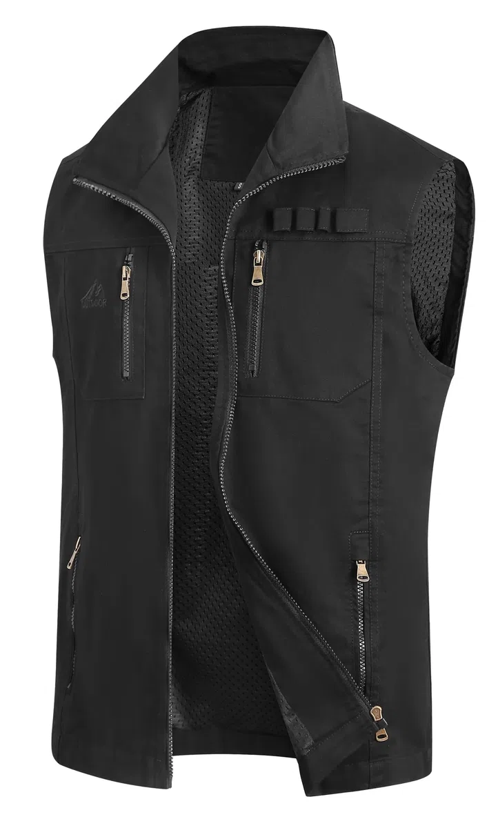 Uomo All'aperto Gilet Multi-Tasca Cotone Gilet da Pesca Leggero Traspirante Giubbotti Gilet vintage Casual Sport Giubbino Senza Maniche Caccia Fotografi