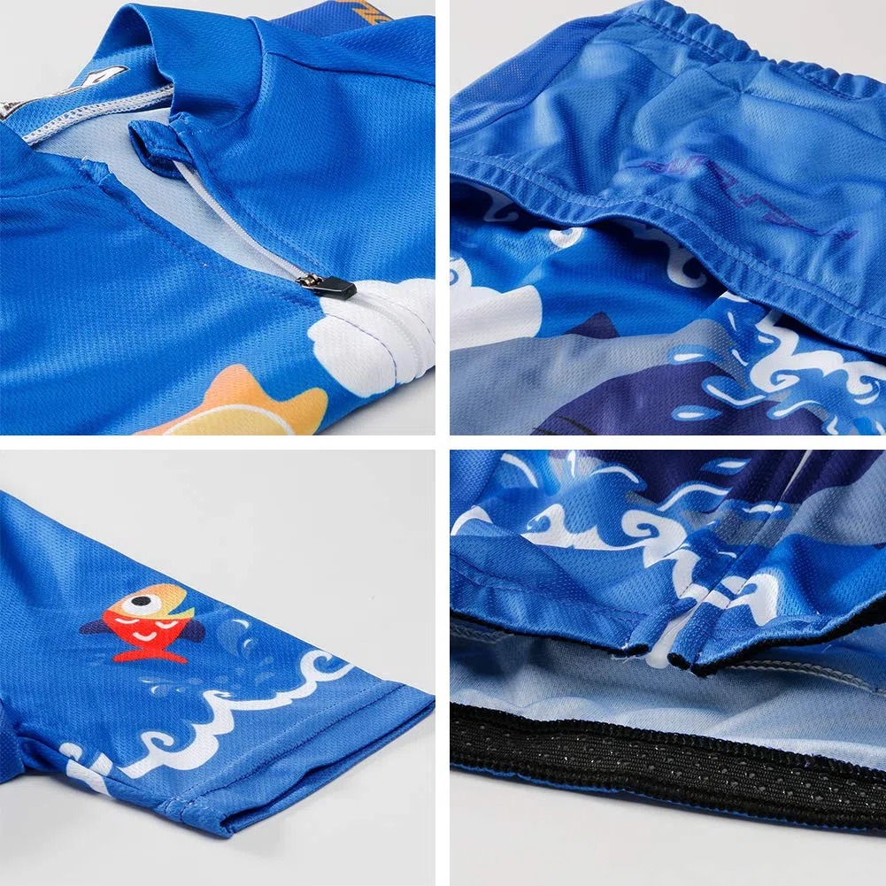 Set da Ciclismo Bambino Maglia a Maniche Corte e Pantaloncini con Seduta Imbottita Completo da Ciclismo Bambini Ragazze
