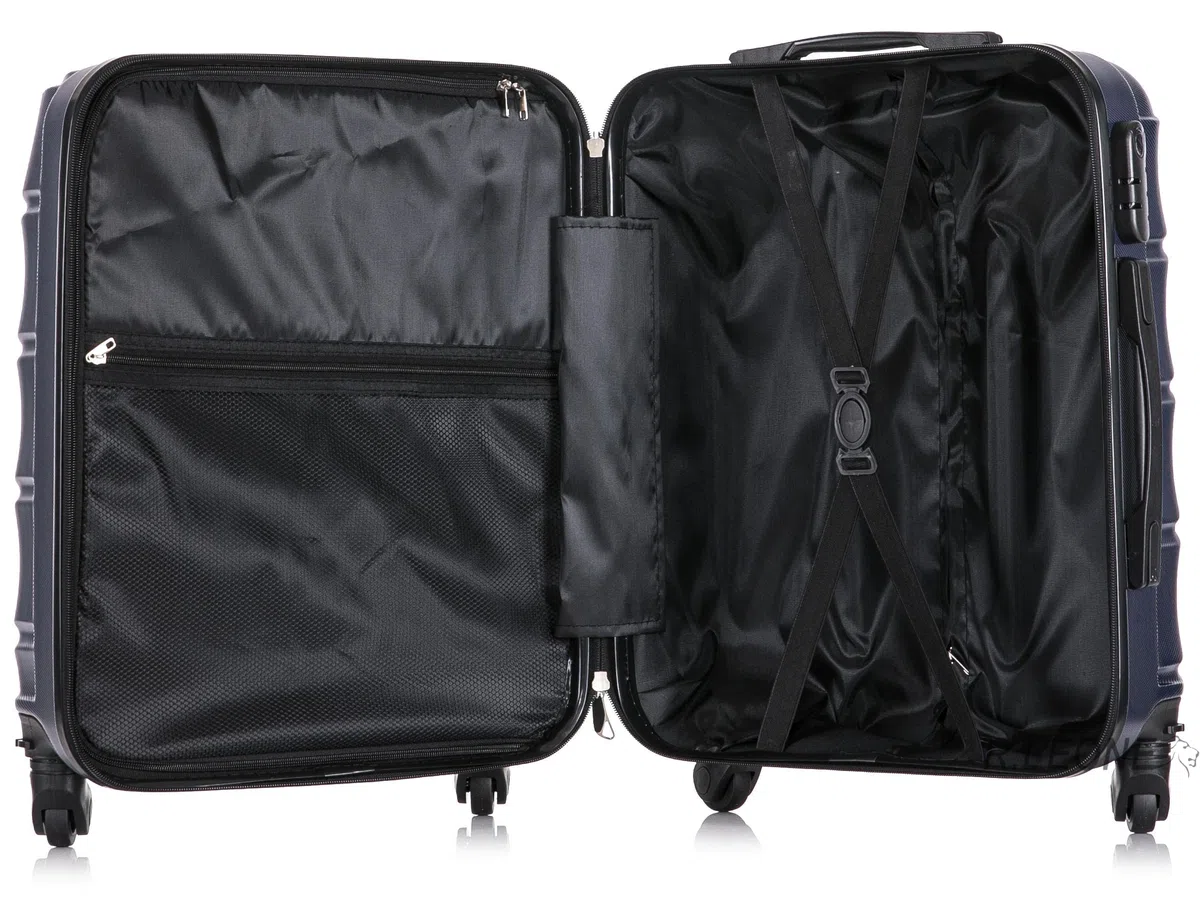 R.Leone Valigia EasyJet 56x45x25 cm Trolley Bagaglio a mano in ABS 4 Ruote 2130 (S 56x45x25cm, Nero)