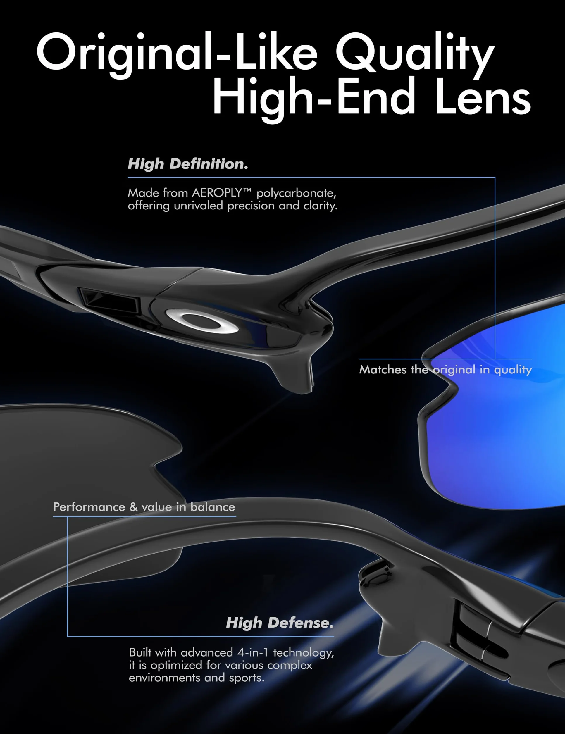 Saucer Lenti di ricambio di alta qualità compatibili con occhiali da sole Ray-Ban Meta Wayfarer (Gen 2) RW4012 da 53 mm