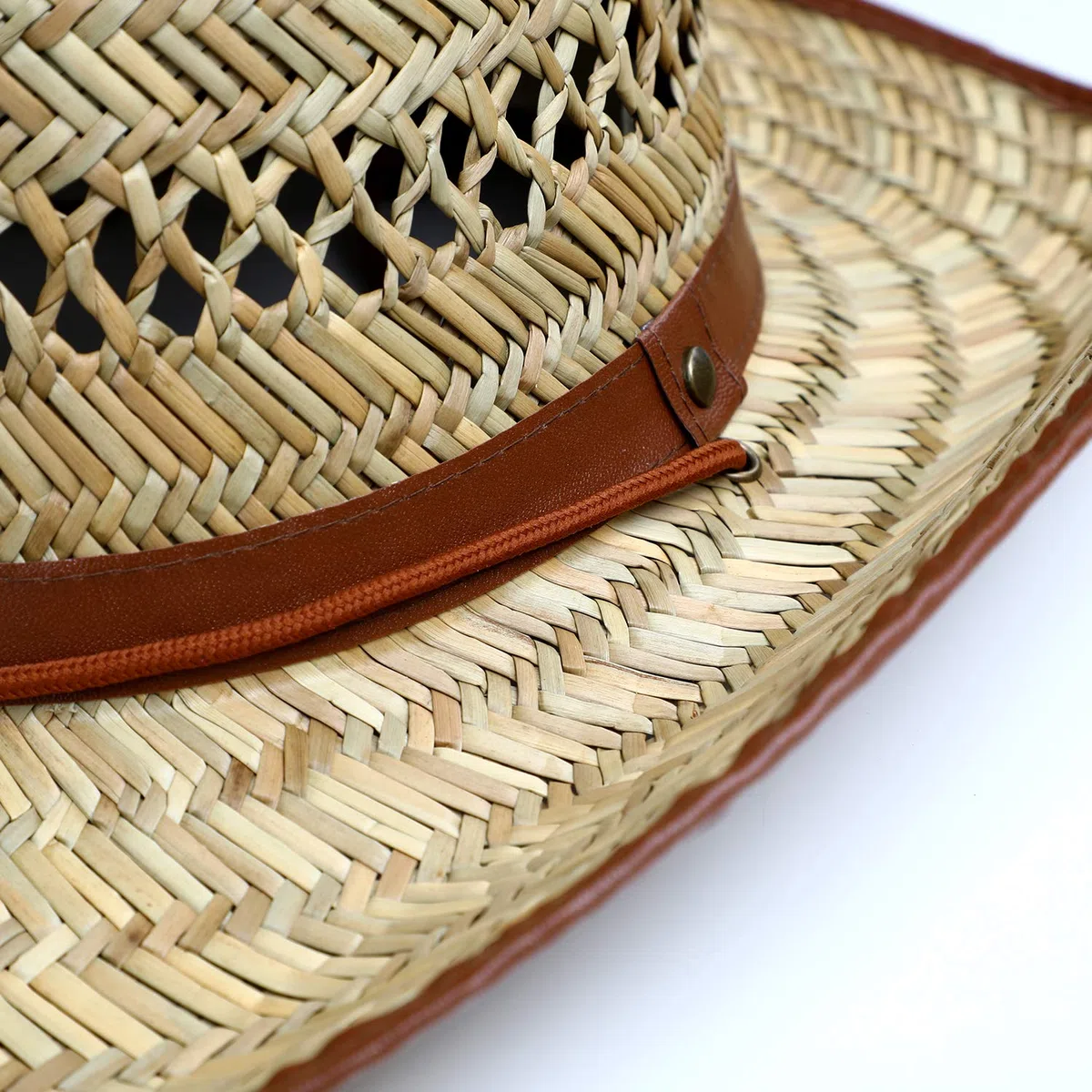 fiebig Cappello Western per Donna e Uomo | Cappello da Cowboy con sottogola | Cappello di Paglia con Cinturino in Ecopelle | Visiera Parasole