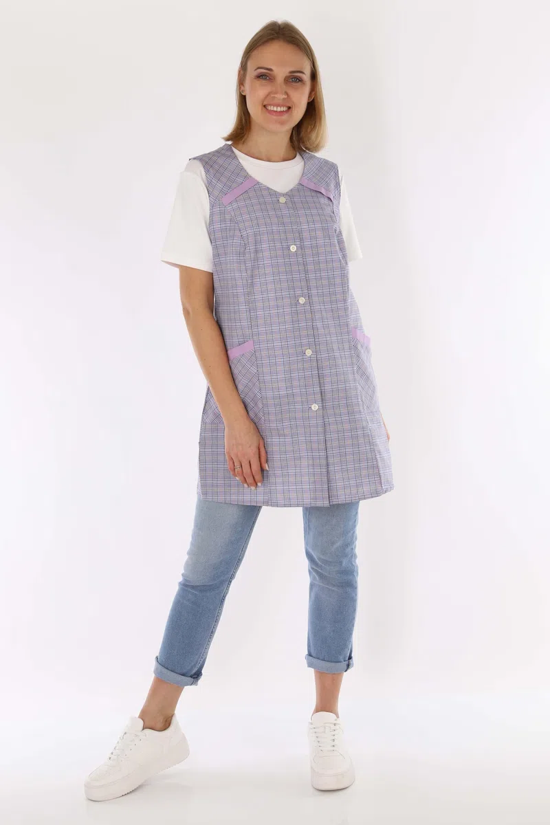Kasack - Grembiule da cucina da donna, in poliestere e cotone colorato, con maniche corte design 4 54