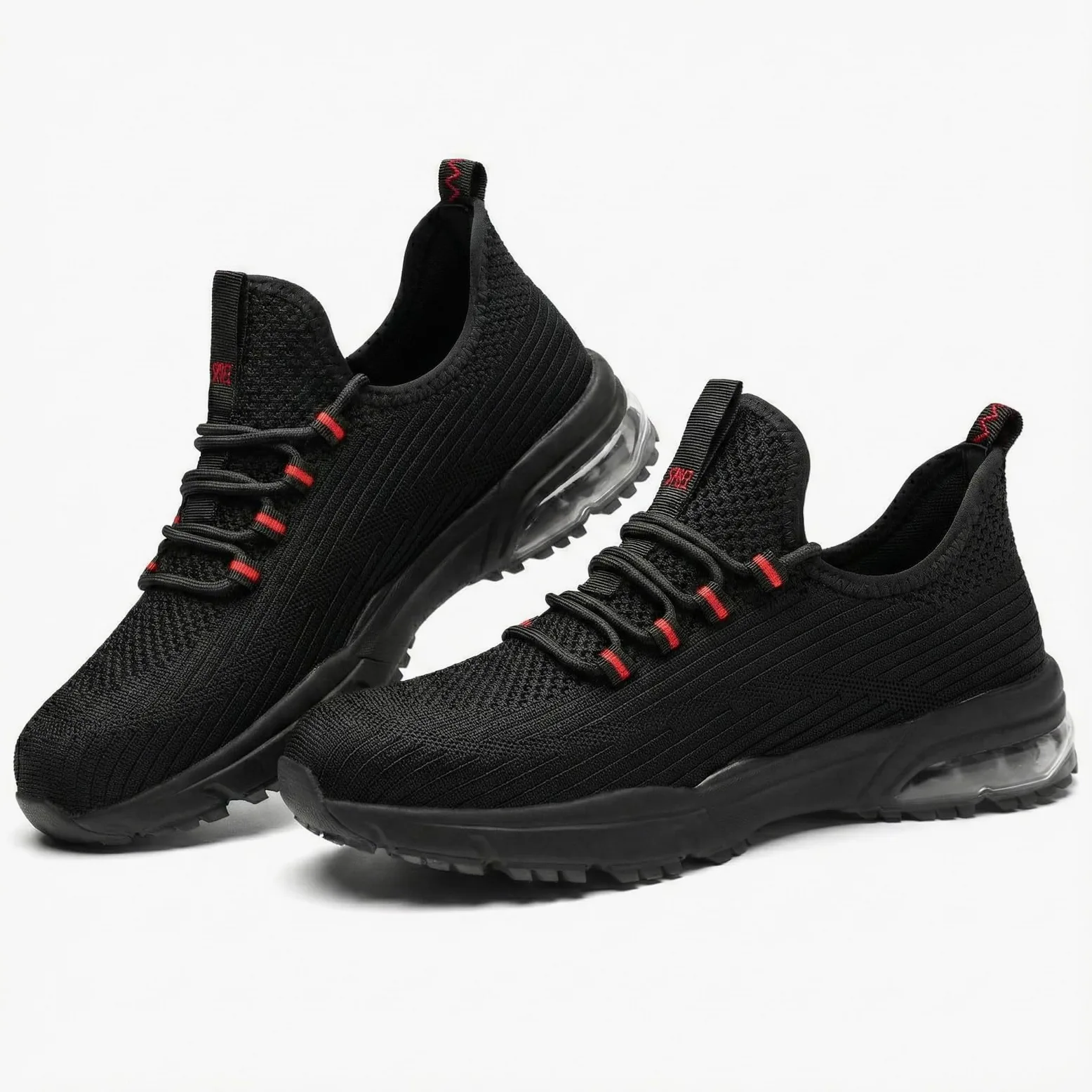 SPIEZ Scarpe Antinfortunistiche Unisex, Zapatillas da Lavoro Leggere con Punta Compositi, Antiscivolo e Ammortizzazione d'Aria, Nero/Rosso, EU 36-46