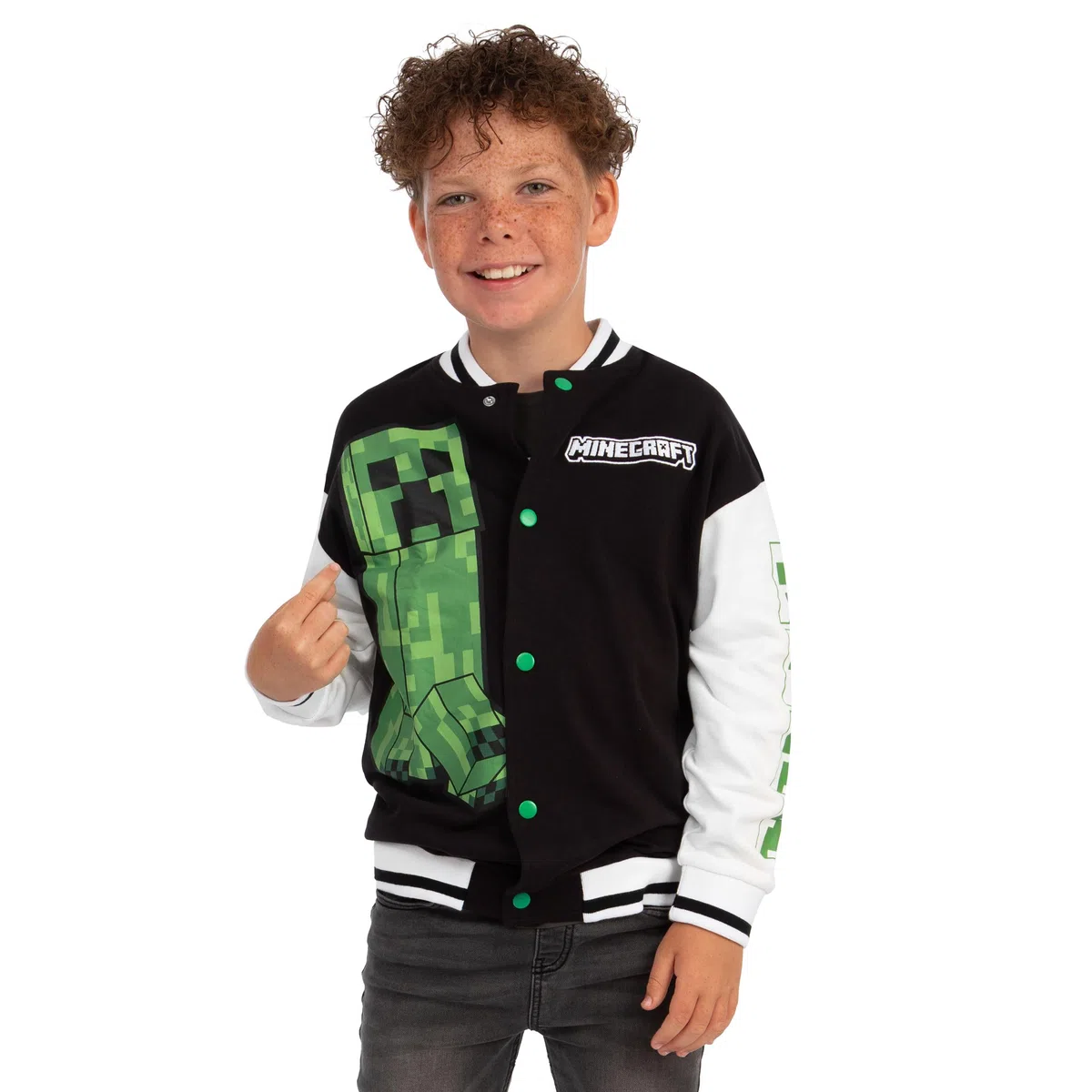 MINECRAFT Giacca Ragazzo, Giaccia Bomber Creeper, Giubbotto Ragazzo Cotone