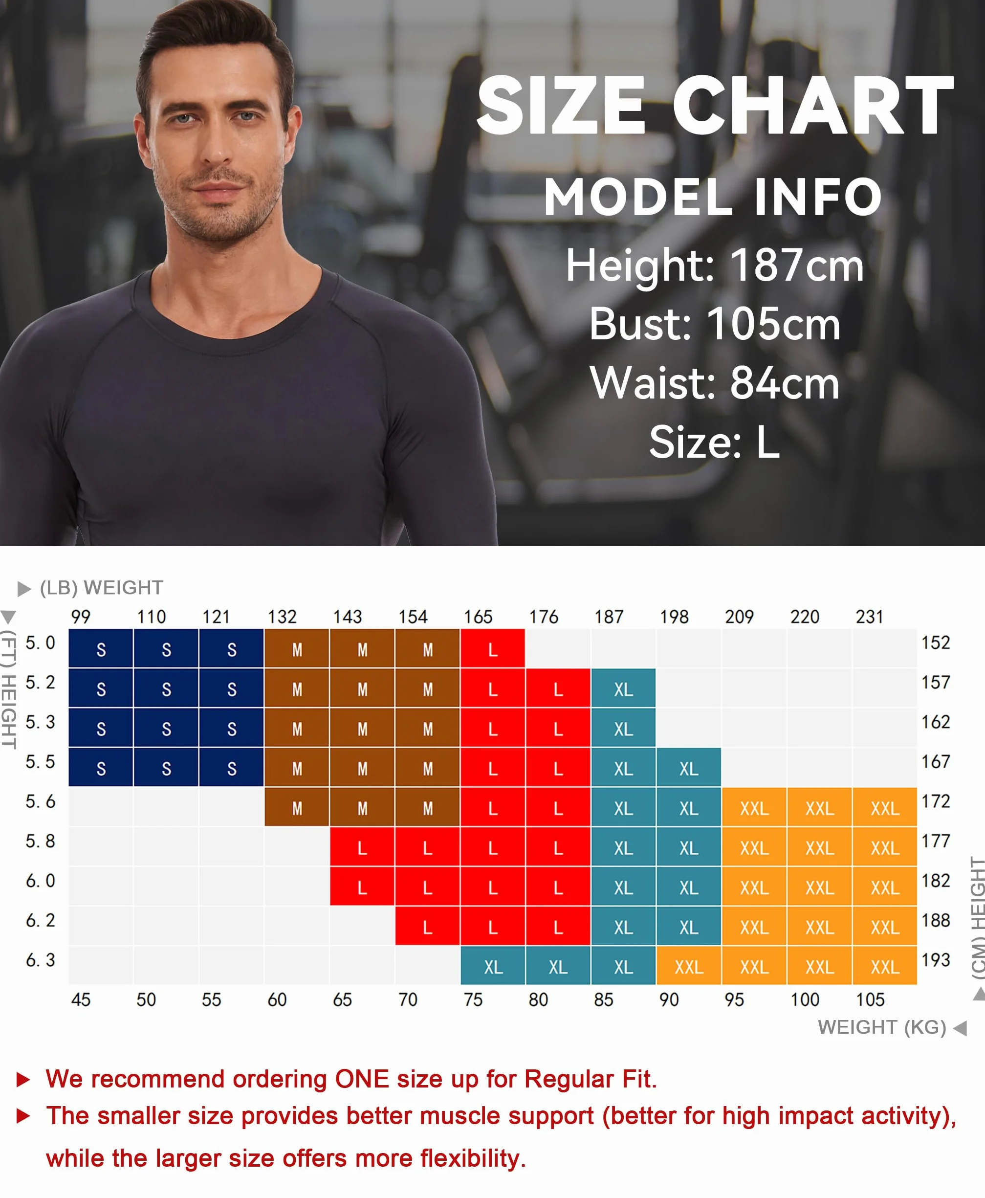 AMZSPORT Maglia Compressione Uomo Confezione da 3 Maglia Termica Manica Lunga Maglietta Palestra Compression Shirt Ciclismo Running Sportiva