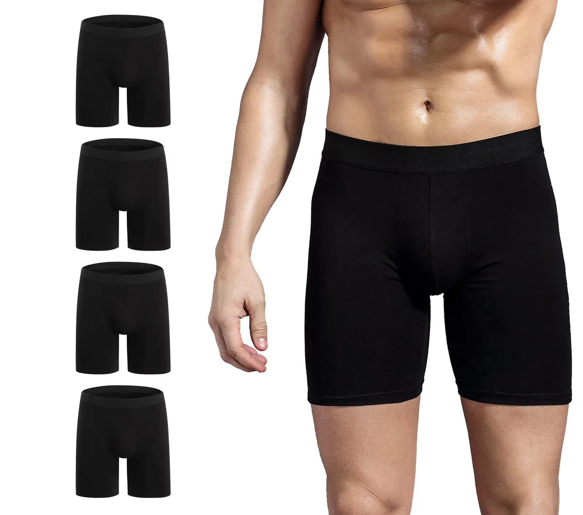ZLYC Boxer da Uomo in Cotone a Gamba Lunga Confezione da 3/4