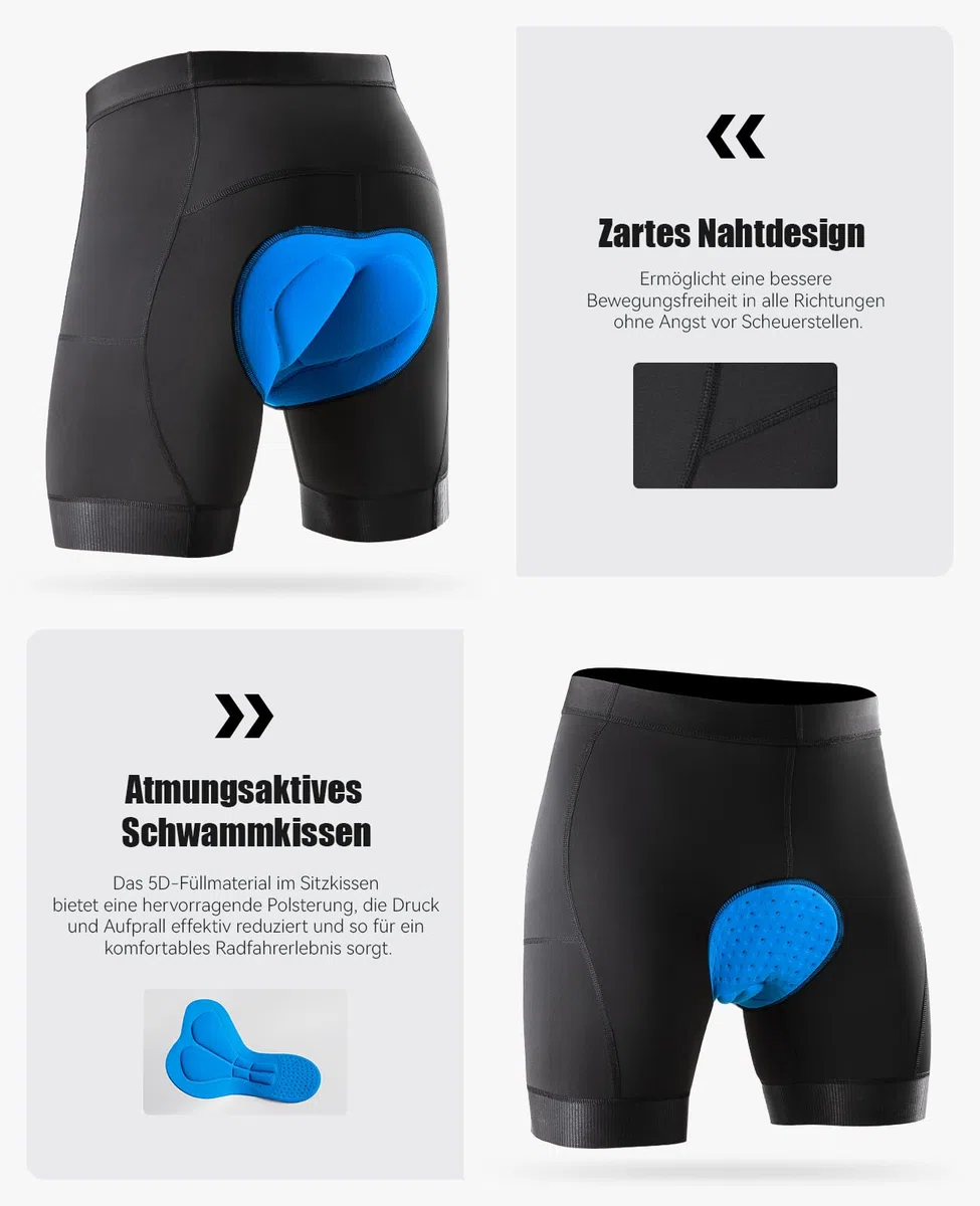 Niksa Pantaloni da ciclismo da uomo con imbottitura 5D, pantaloncini corti da ciclismo, traspiranti, con tasche