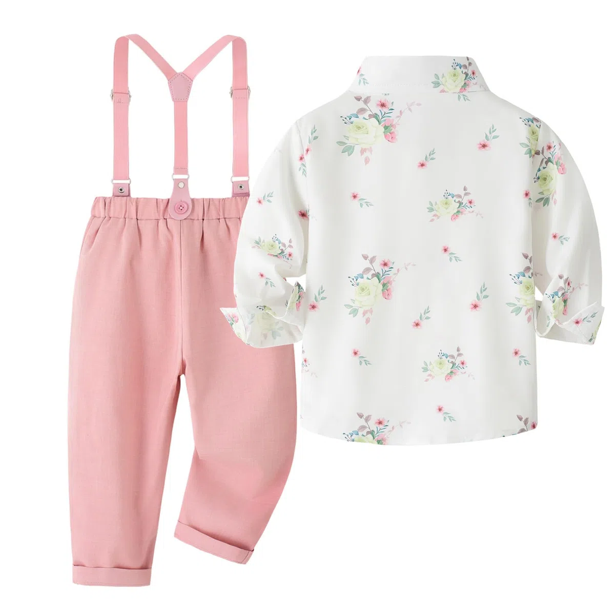 Bambino Ragazzo Abito Formale Set Gentiluomo Abiti Camicia a Manica Lunga con Papillon Bretella Pantaloni Ragazzi Abiti da Sposa
