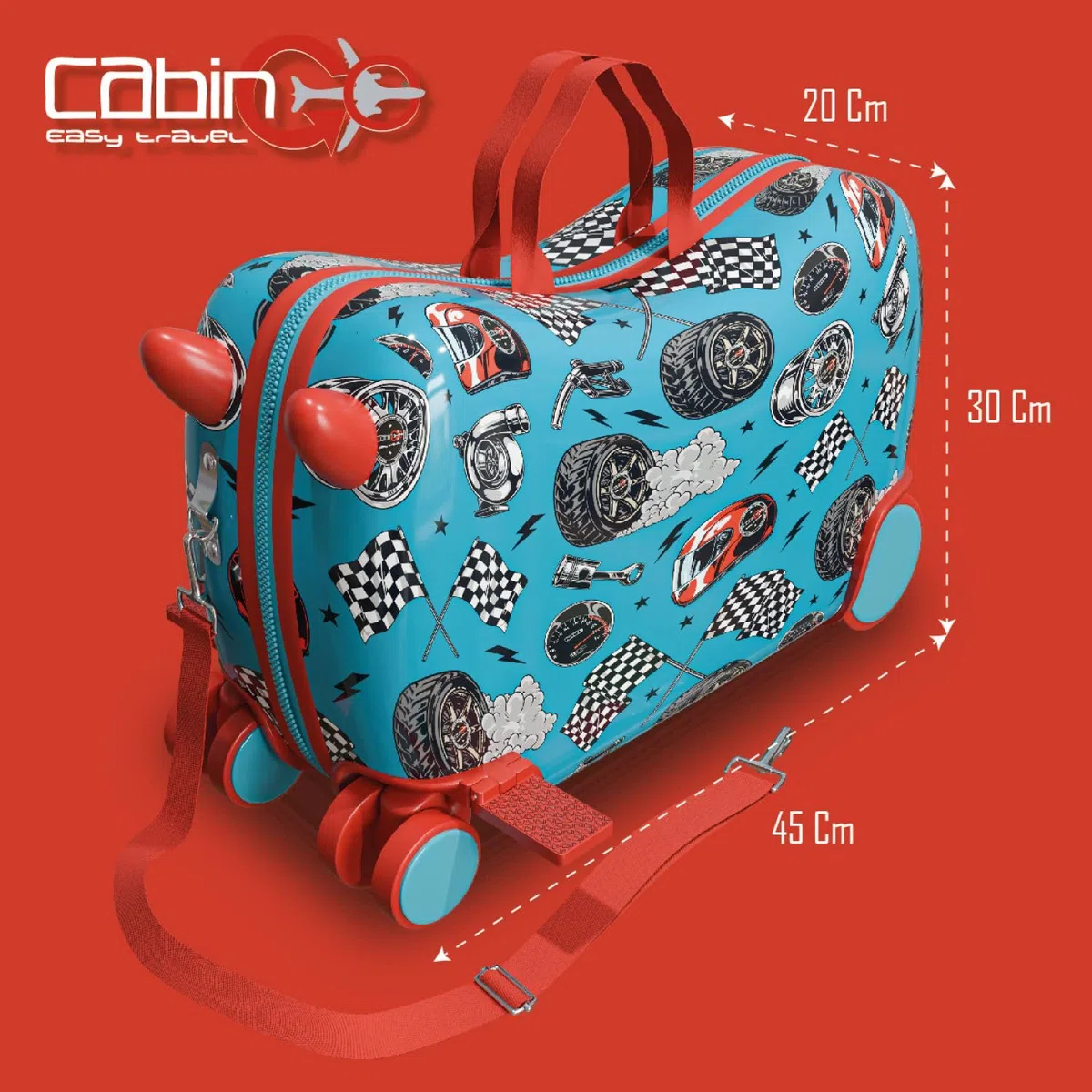 Cabin go - trolley cavalcabile bambino misura 48x31x22 - trolley bambino bagaglio a mano - valigia cavalcabile