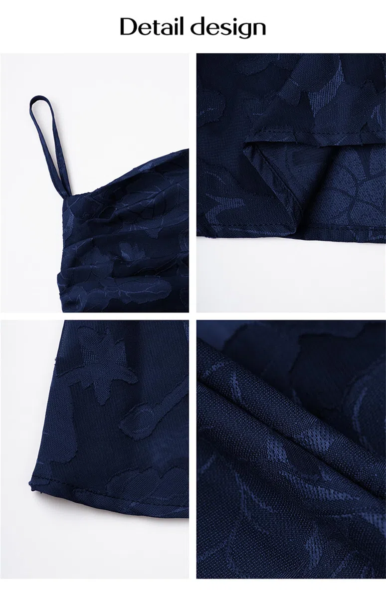 Generico Vestito da Dama d'Onore in Pizzo Jacquard Floreale, Abito Lungo Senza Maniche con Schiena Scoperta e Lacci per Matrimonio e Ballo