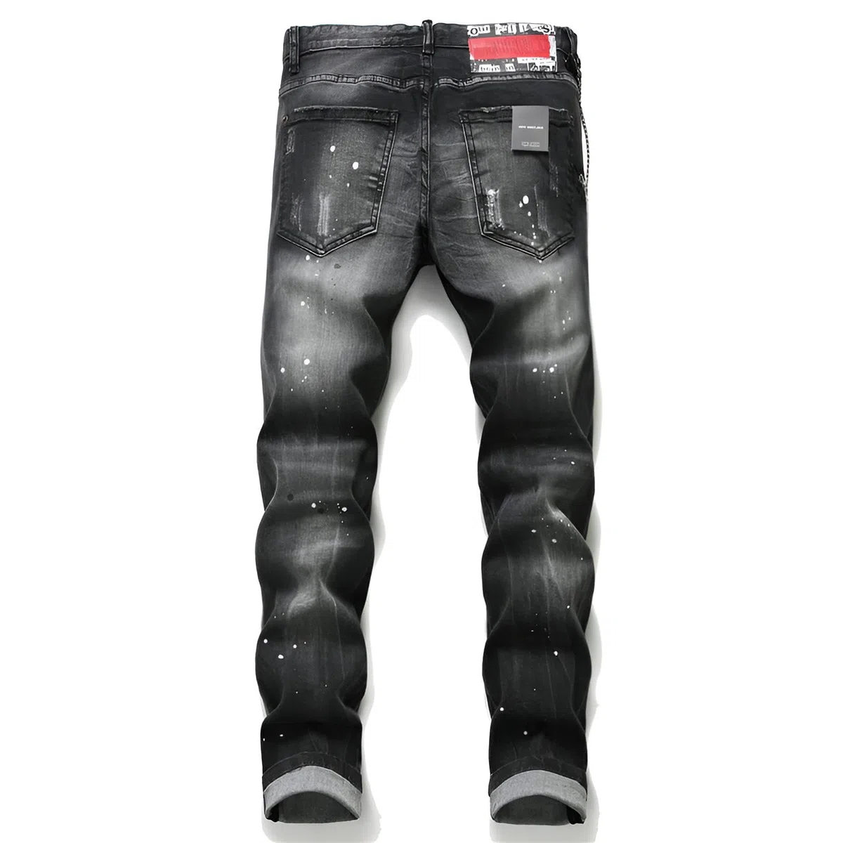 Jeans Uomo Slim Fit - Pantaloni Casual Elasticizzati con con Spruzzi di Inchiostro, Stile Urban e Streetwear Y2K