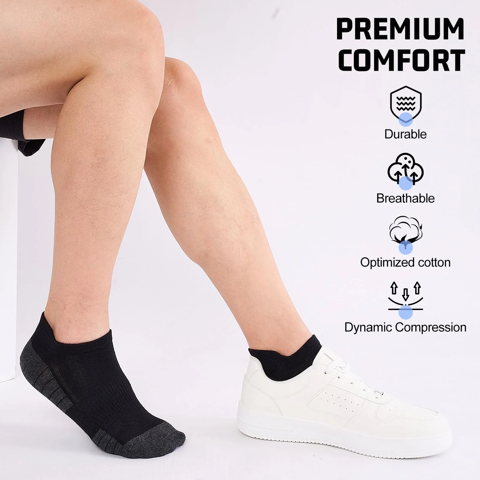 10/20 Paia Calzini Corti Uomo Donna - Calze Corte Traspiranti - Cotone Sportivi Unisex, Nero Bianco Grigio