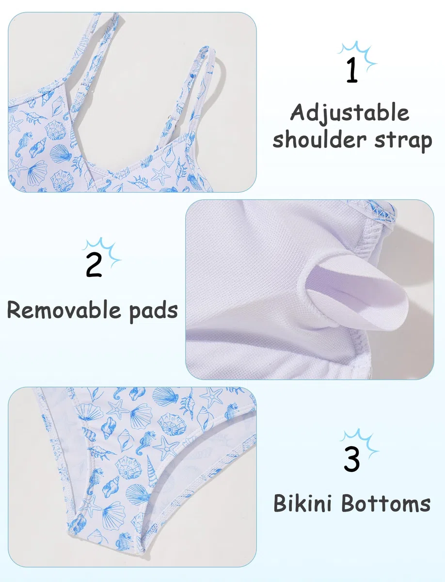 SEAUR Bikini Ragazze 3 Pezzi Costume da Bagno Mode Comodo Abbigliamento da Spiaggia Bambina Costume Tankini Estivo 6-16 Anni