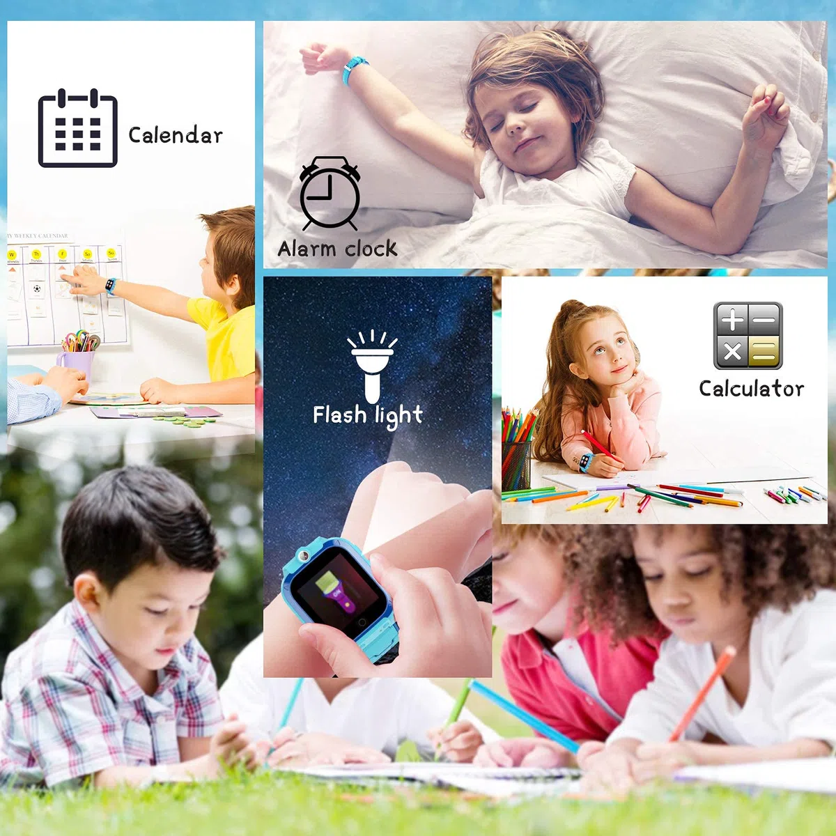Smartwatch Bambini 24 Giochi Musica Contapassi Calorico, 2*Fotocamere Torcia Orologio Smartwatch Bambini Sveglia Video, Ragazzi e Ragazze Festiva Regalo di Natale 2-13 anni[Scheda SD integrata]