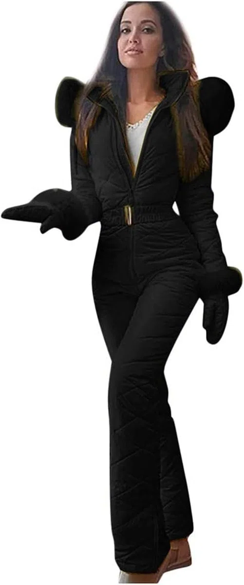 Tuta da sci da donna, impermeabile, isolata, calda, invernale, con collo in pelliccia, antivento, per sport all'aria aperta, abbigliamento termico per lo sci e lo snowboard