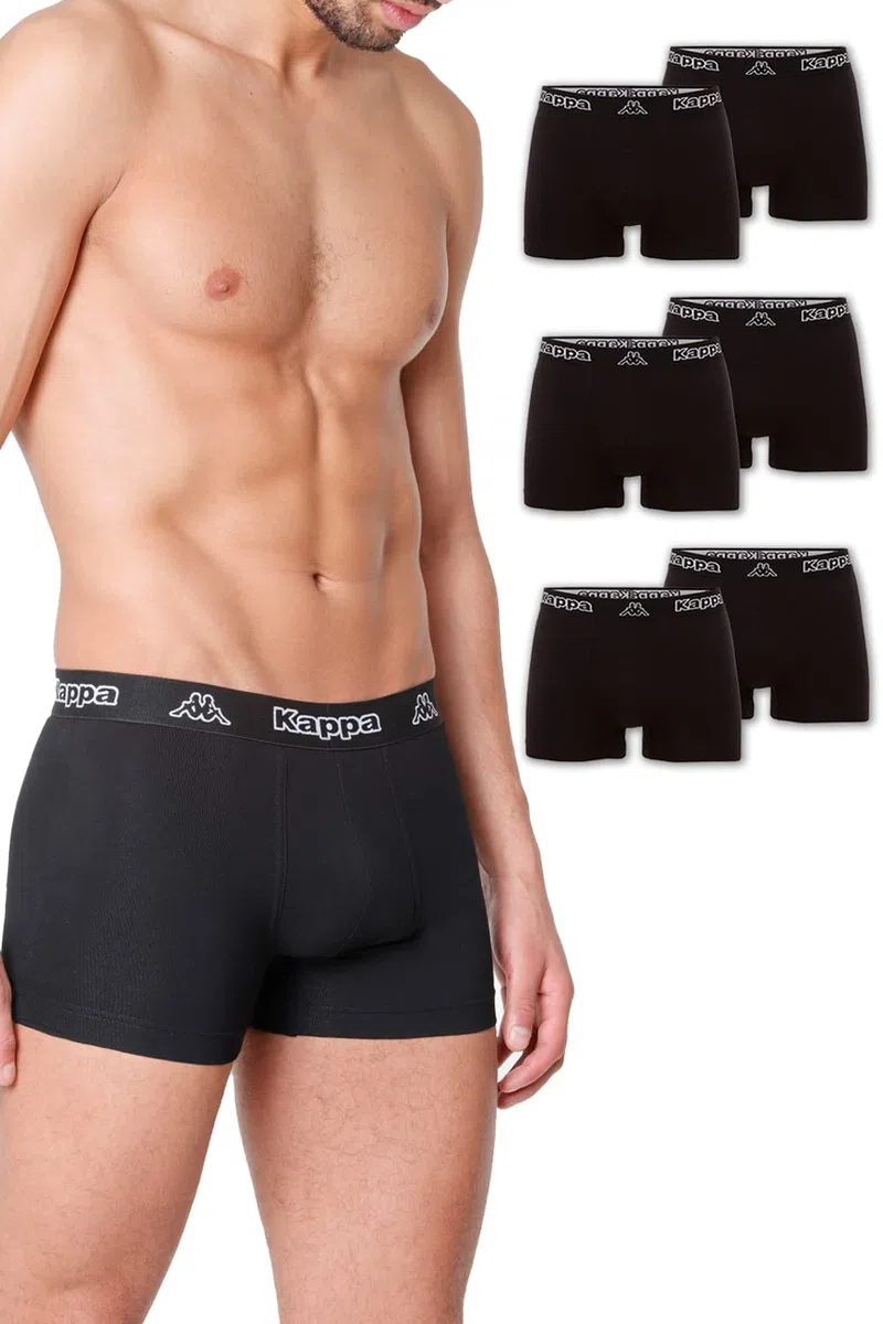 Kappa Boxer Uomo 6 Pezzi - Mutande Uomo Attillate in Cotone Elasticizzato - Boxer Nero con Fondo Nero - Taglia M - Intimo Uomo di qualità
