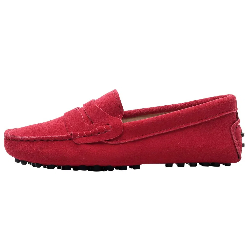 Donna Classico Scamosciato/Tessuto Papillon Penny Loafers Comodo Fatto a Mano Mocassini Pantofola