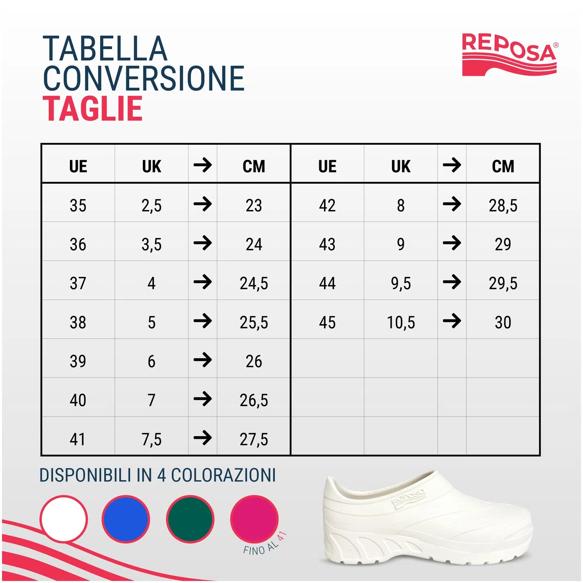REPOSA Smart PRO - Scarpe Sanitarie Donna e Uomo in Gomma con Chiusura Tallone e Solette, Zoccoli Sanitari Donna e Uomo Sterilizzabili e Antishock, Scarpe da Lavoro Sanitario Comode e Anatomiche