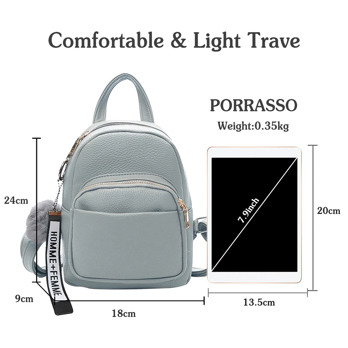 Mini zaino alla moda per ragazza, piccolo zaino con pompon da donna, in pelle PU, per viaggi, appuntamenti e shopping