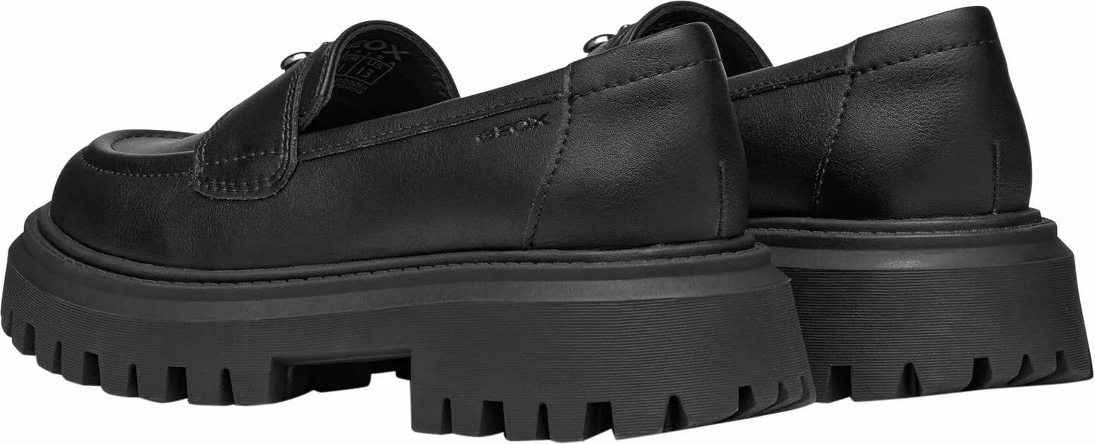 Geox Girl's J Maquinnens E Moccasin, Nero, 8 UK