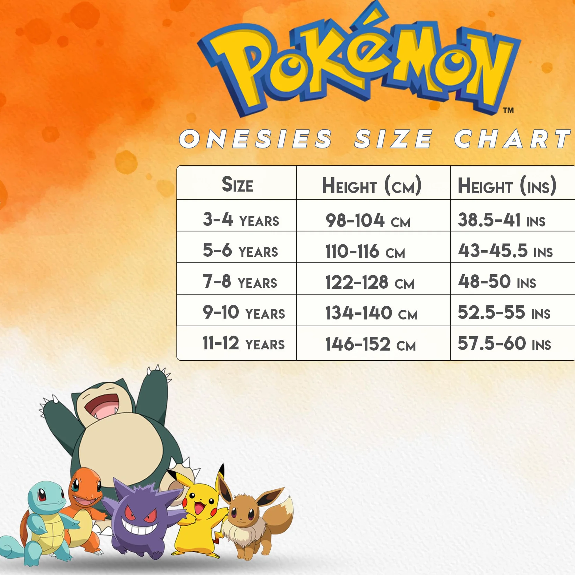 Pokémon - Tutina con Cappuccio per Ragazzi o Ragazze, Pikachu, Charmander, Gengar, Snorlax, Squirtle o Eevee, età 3-12 Anni