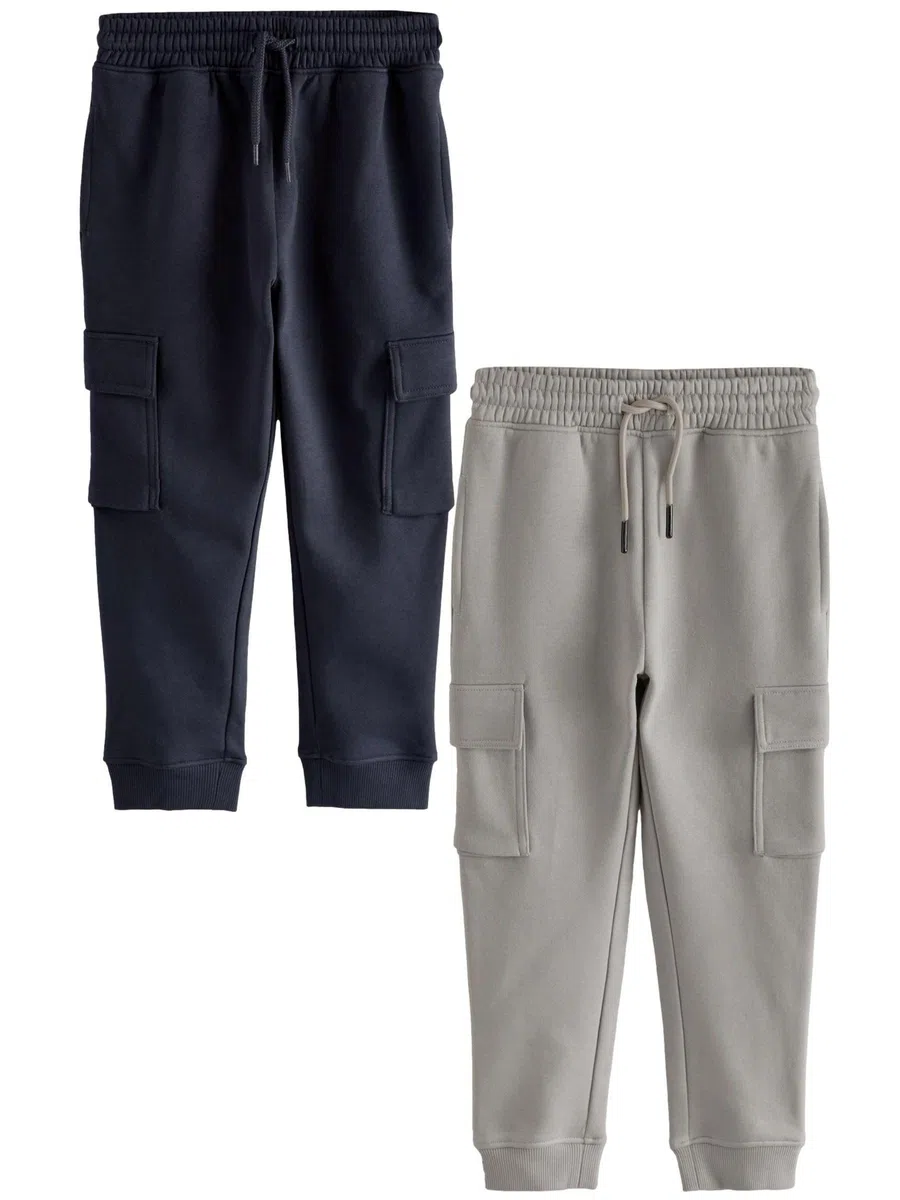 NEXT Ragazzo Confezione da 2 Pantaloni da Jogging Cargo Slim