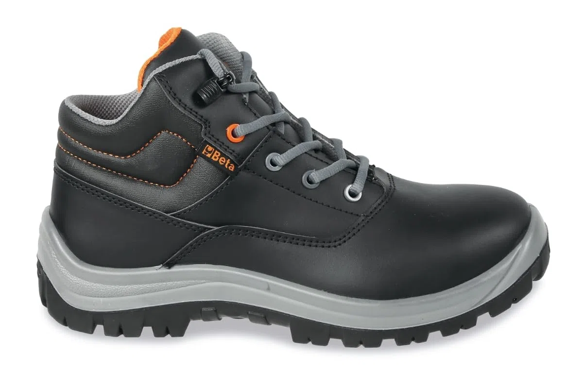 Beta 7243NC - Scarpe Antinfortunistiche Basic in Pelle Idrorepellente, Puntale Acciaio 200 J, Suola PU Bidensità, Lamina Antiperforazione