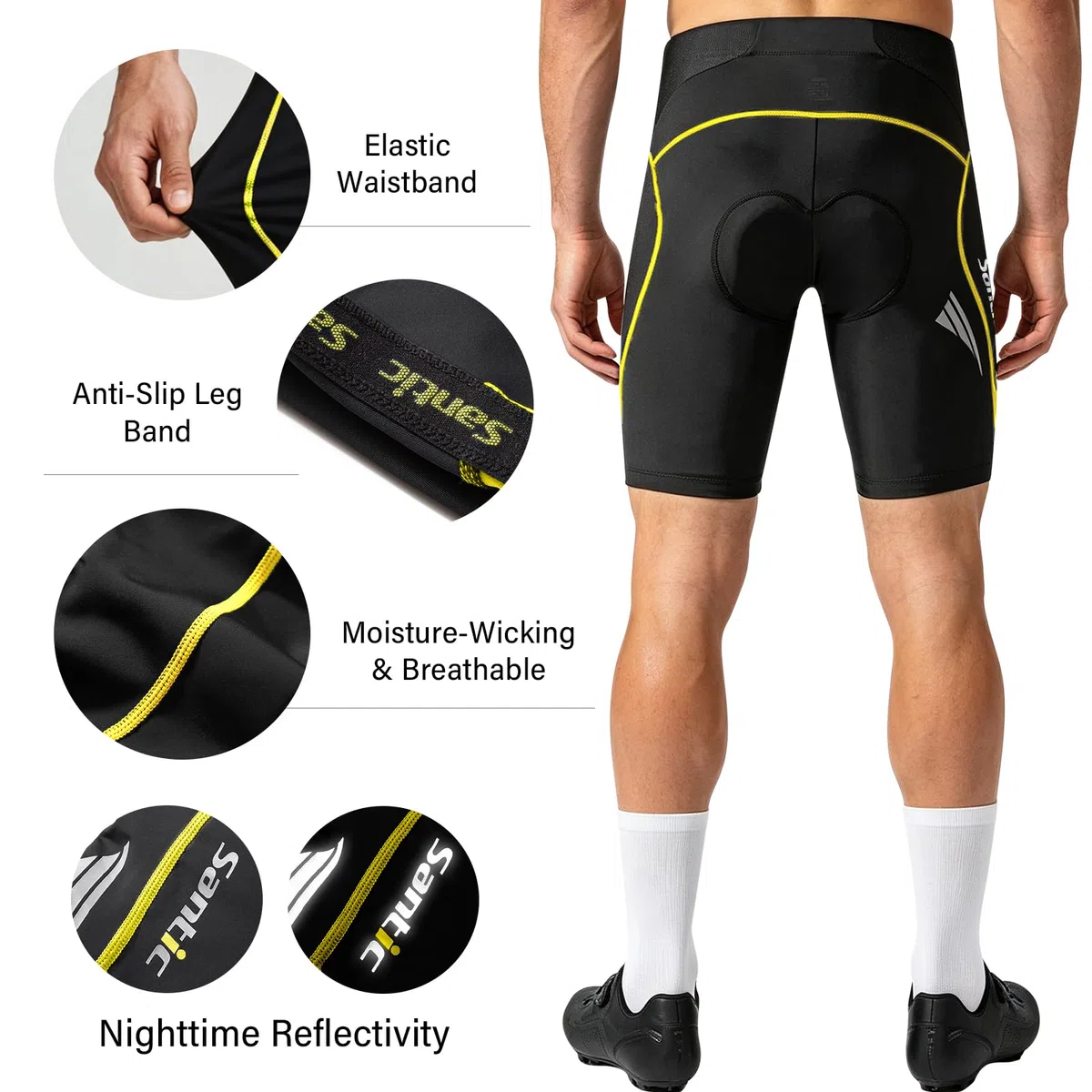 Santic Pantaloncini Ciclismo Uomo Imbottiti Corti Pantaloncini Bicicletta