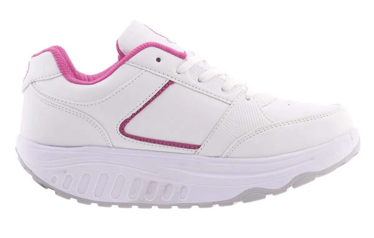 Eglemtek Scarpe RASSODA Glutei TM Benessere Dimagranti Sportive Fitness Ginnastica Aerobica BASCULANTI Bianco Fucsia