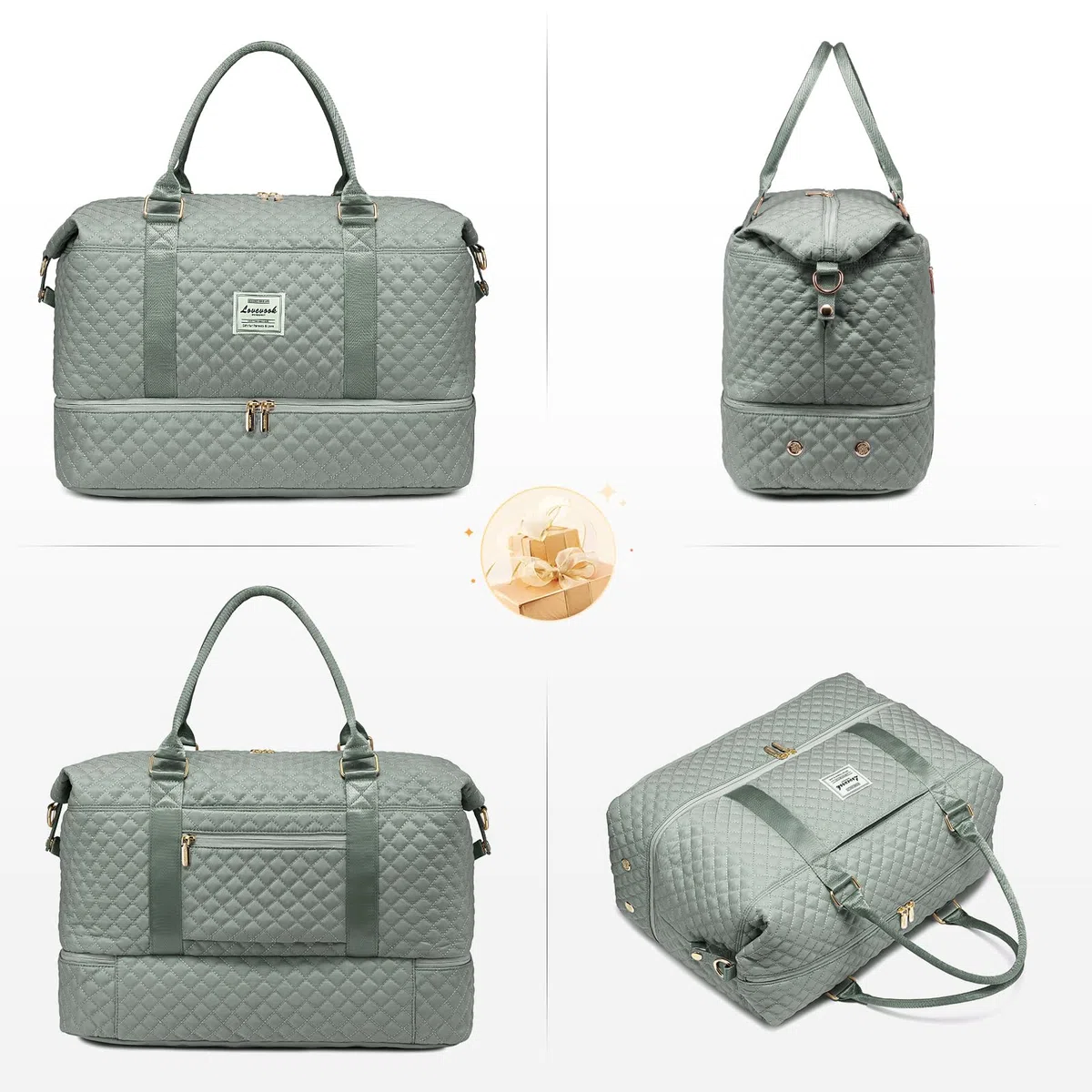 LOVEVOOK Borsone da Viaggio Donna Borsa Palestra Donna Bagaglio a Mano Easyjet Cabin Bag Weekend Travel Duffel Gym Bag con Organizer Valigia Grande Borsa Parto Ospedale Mamma Nascita per Aereo Fitness