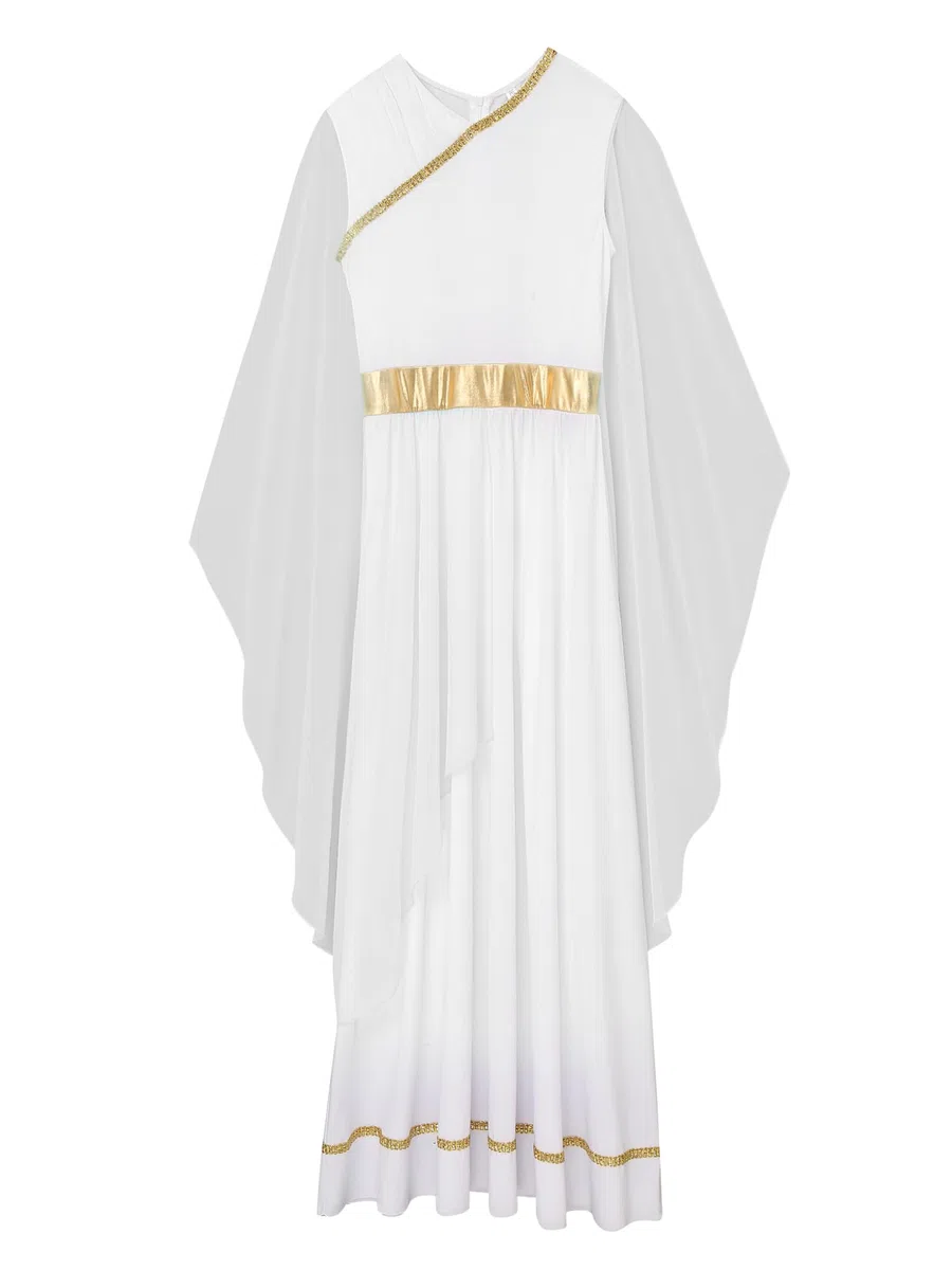 Mufeng Costume da Festa Antica Romana e Greca Atena Donna Vestito Toga per Danza Contemporanea Lirica Carnevale Halloween Natale