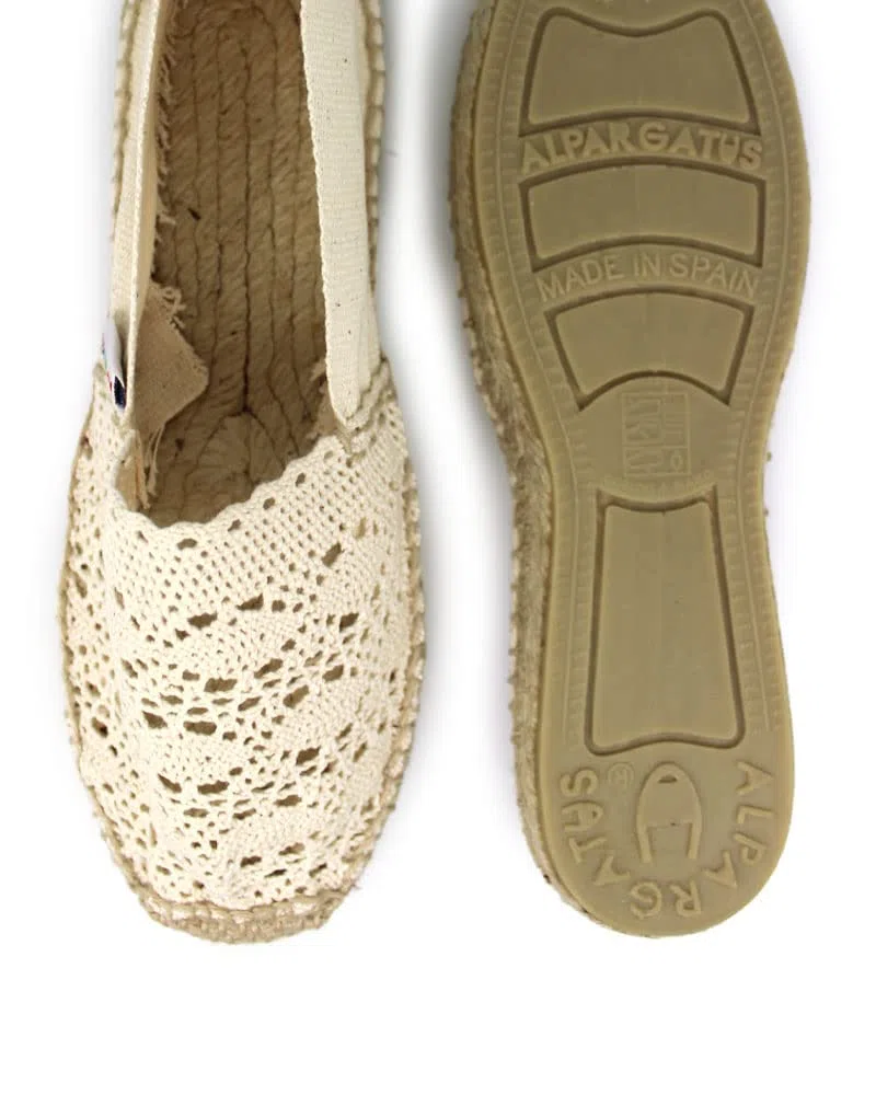 Espadrille piatte con tessuto all'uncinetto