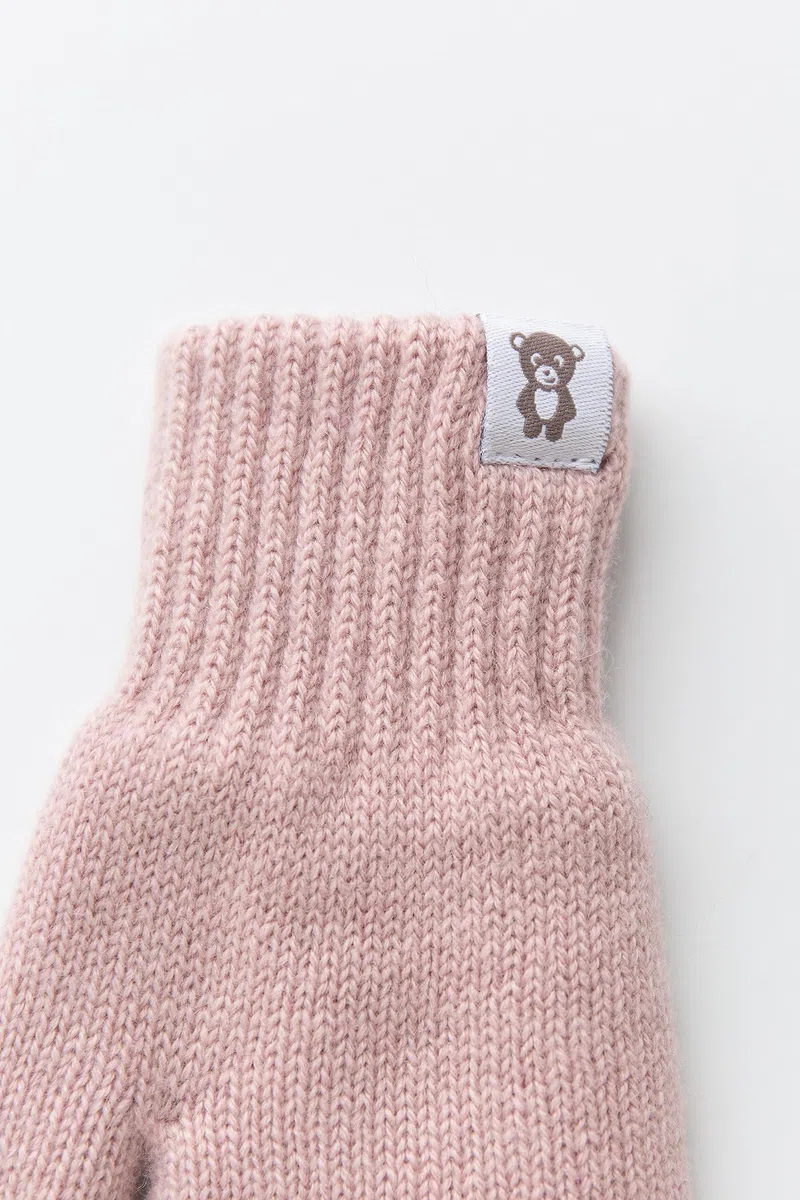 guanti a maglia a doppio strato in lana per neonati I guanti invernali caldi a maglia per ragazzi e ragazze, bambini I comodi guanti morbidi in beige, rosa, grigio