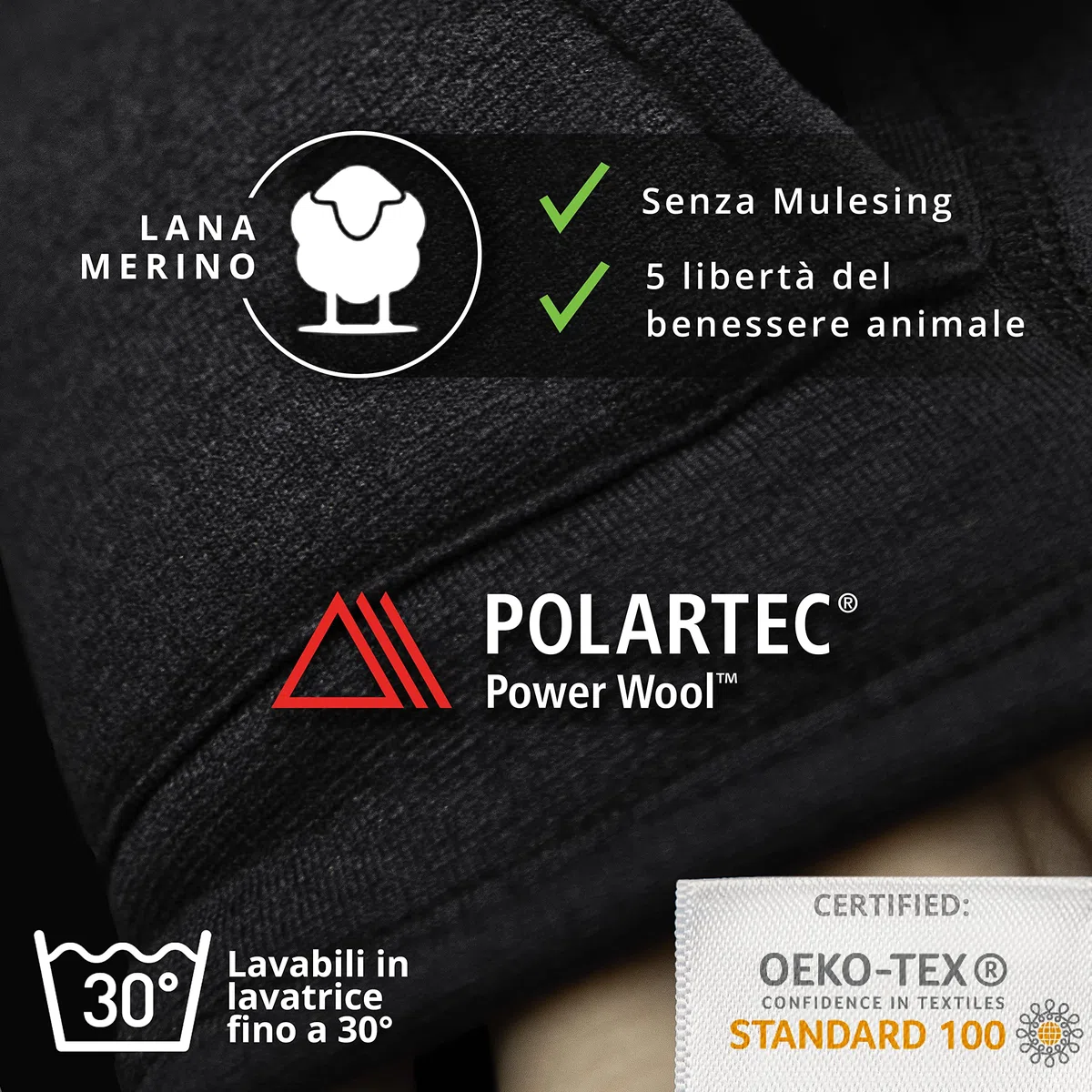 THE HEAT COMPANY - MERINO TUBE - guanti senza dita lana merino - qualità premium - guanti mezze dita per donna e uomo - guanti scaldapolsi per l'inverno - unisex