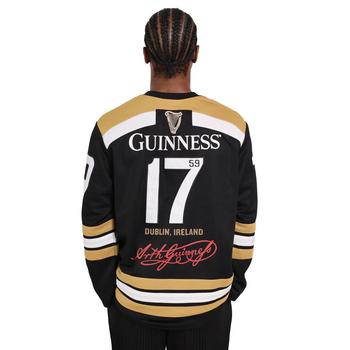 Guinness Maglia da hockey ricamata in poliestere, maglietta da hockey con logo ufficiale